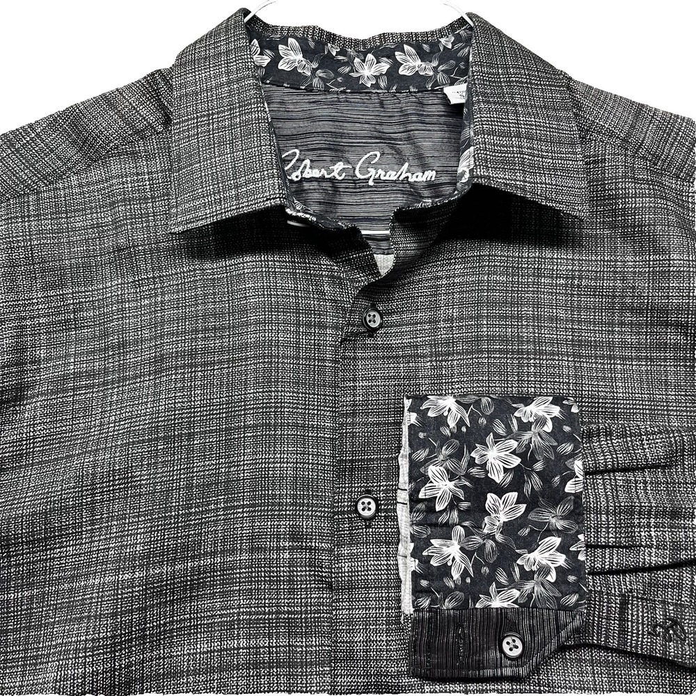 Robert Graham Roth Long Sleeve Shirt Mens S Gray Etched Textile Pattern NWT